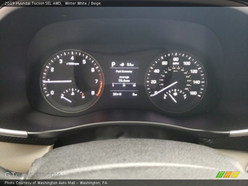 Winter White / Beige 2019 Hyundai Tucson SEL AWD