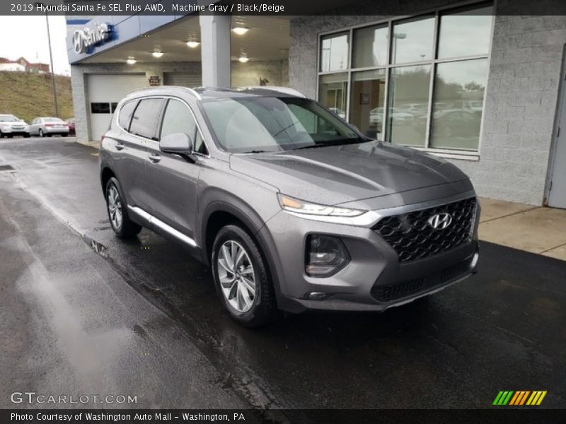 Machine Gray / Black/Beige 2019 Hyundai Santa Fe SEL Plus AWD