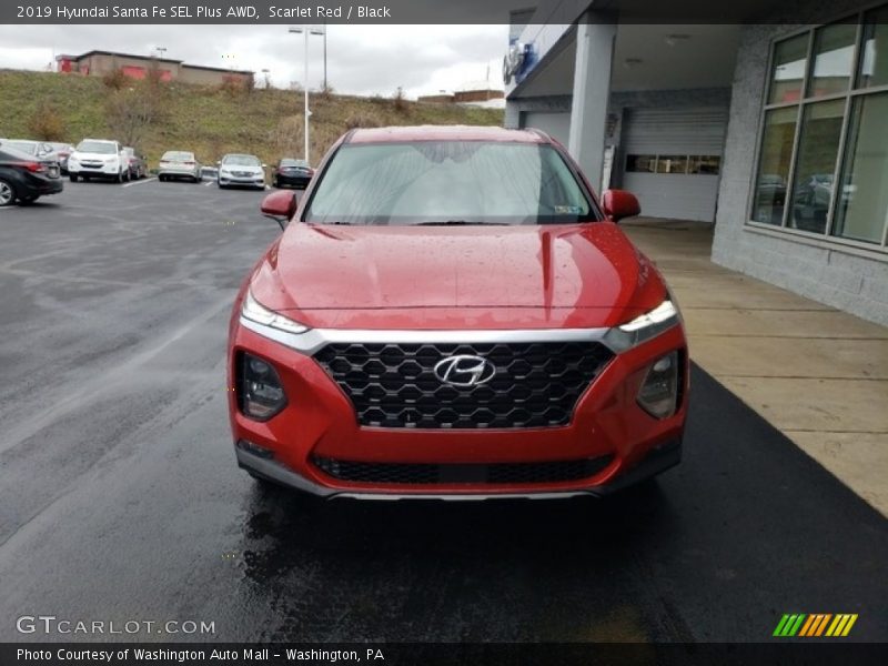 Scarlet Red / Black 2019 Hyundai Santa Fe SEL Plus AWD