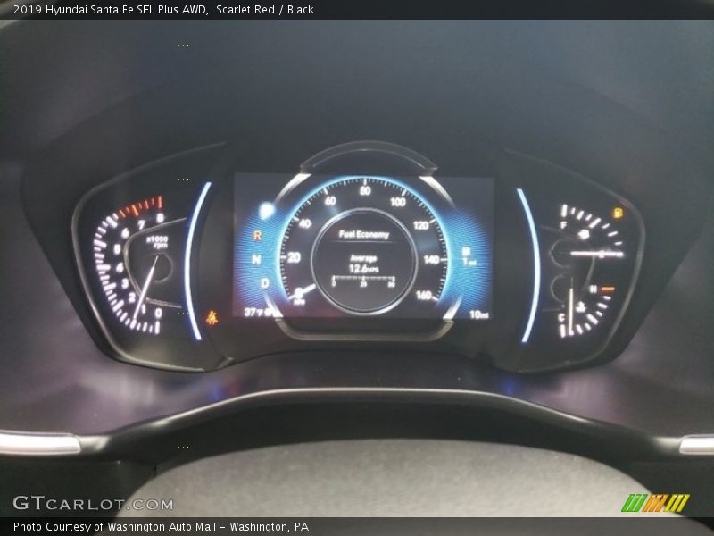 Scarlet Red / Black 2019 Hyundai Santa Fe SEL Plus AWD