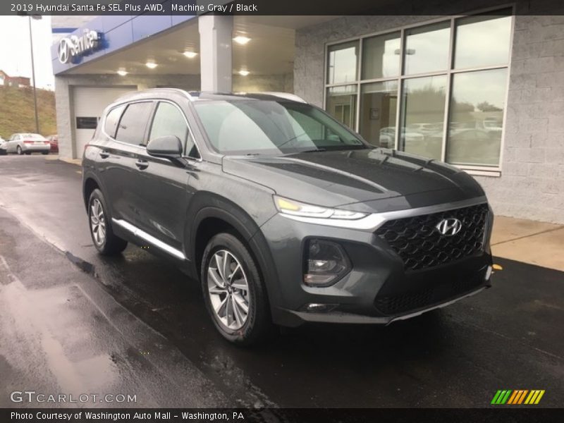 Machine Gray / Black 2019 Hyundai Santa Fe SEL Plus AWD