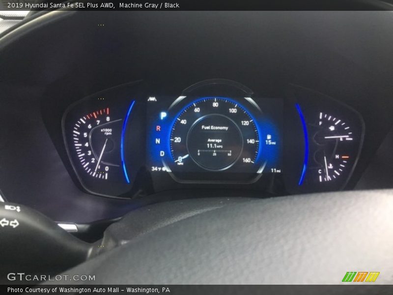 Machine Gray / Black 2019 Hyundai Santa Fe SEL Plus AWD