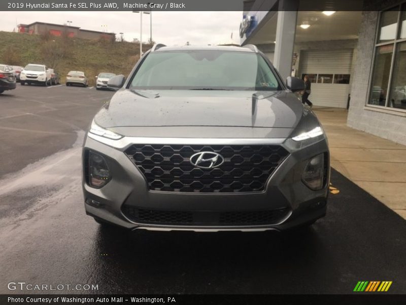 Machine Gray / Black 2019 Hyundai Santa Fe SEL Plus AWD