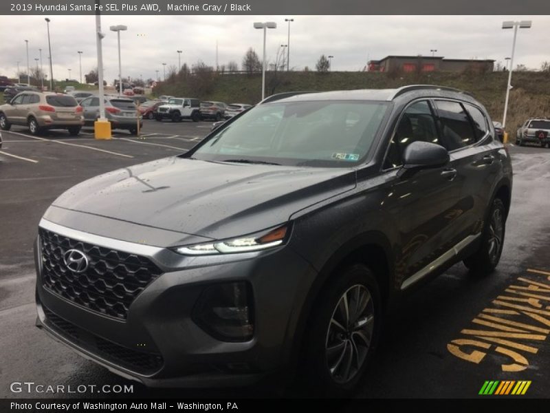 Machine Gray / Black 2019 Hyundai Santa Fe SEL Plus AWD