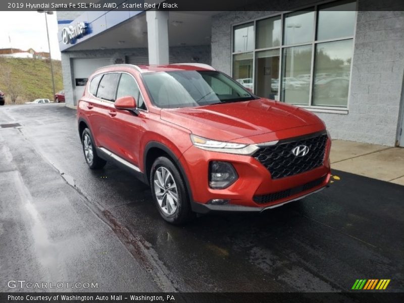 Scarlet Red / Black 2019 Hyundai Santa Fe SEL Plus AWD
