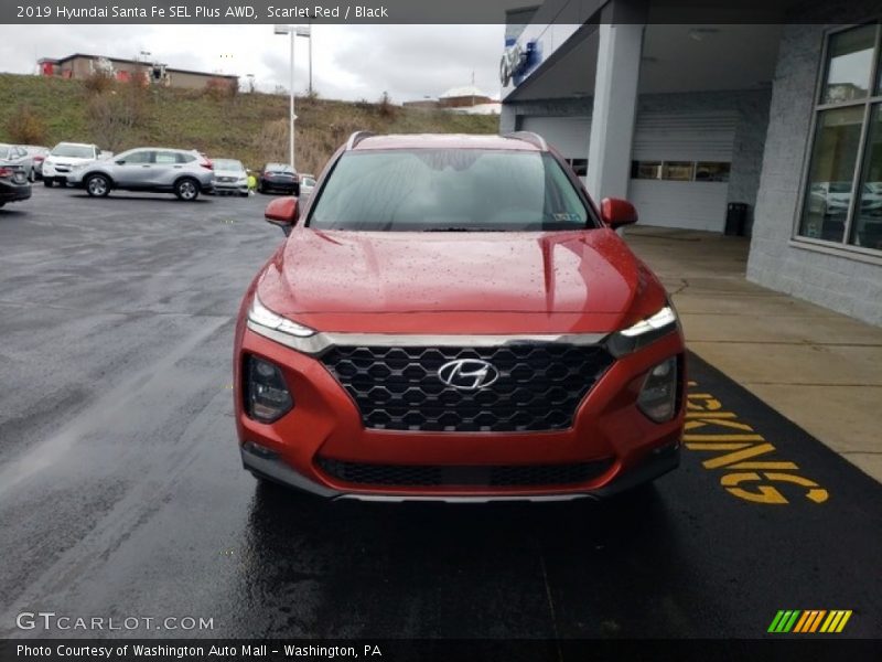Scarlet Red / Black 2019 Hyundai Santa Fe SEL Plus AWD