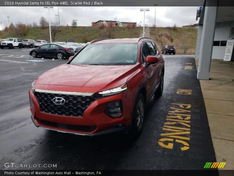 Scarlet Red / Black 2019 Hyundai Santa Fe SEL Plus AWD