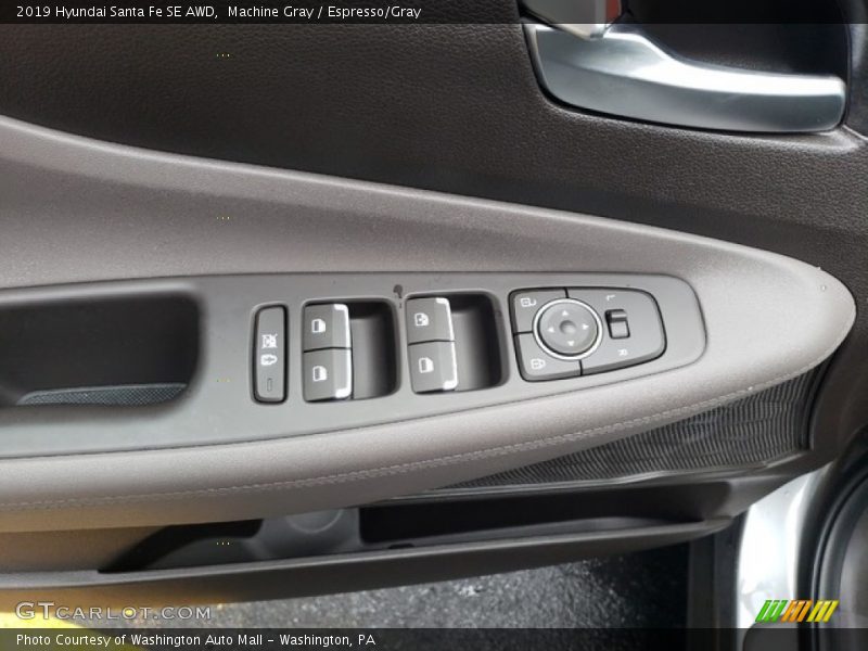 Machine Gray / Espresso/Gray 2019 Hyundai Santa Fe SE AWD