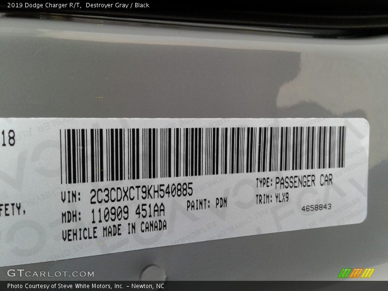 Destroyer Gray / Black 2019 Dodge Charger R/T