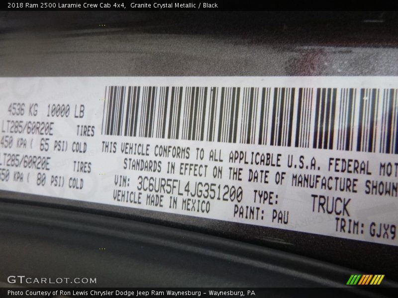 Granite Crystal Metallic / Black 2018 Ram 2500 Laramie Crew Cab 4x4