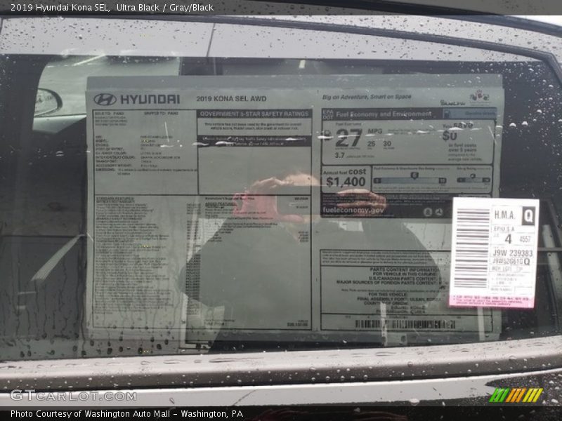  2019 Kona SEL Window Sticker