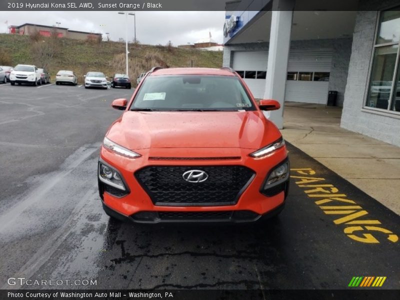 Sunset Orange / Black 2019 Hyundai Kona SEL AWD