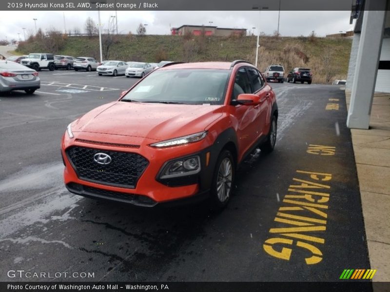 Sunset Orange / Black 2019 Hyundai Kona SEL AWD