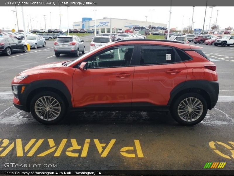 Sunset Orange / Black 2019 Hyundai Kona SEL AWD
