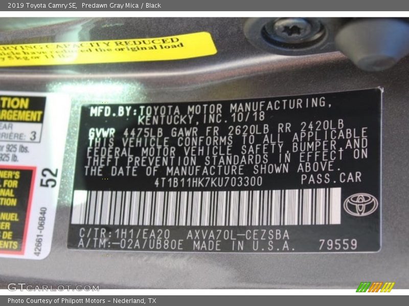 Predawn Gray Mica / Black 2019 Toyota Camry SE