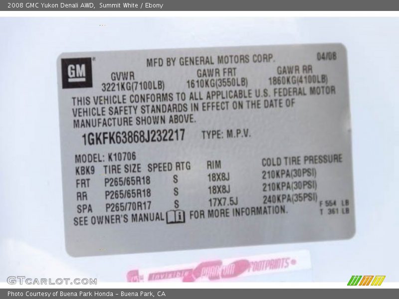 Summit White / Ebony 2008 GMC Yukon Denali AWD