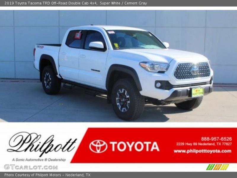 Super White / Cement Gray 2019 Toyota Tacoma TRD Off-Road Double Cab 4x4