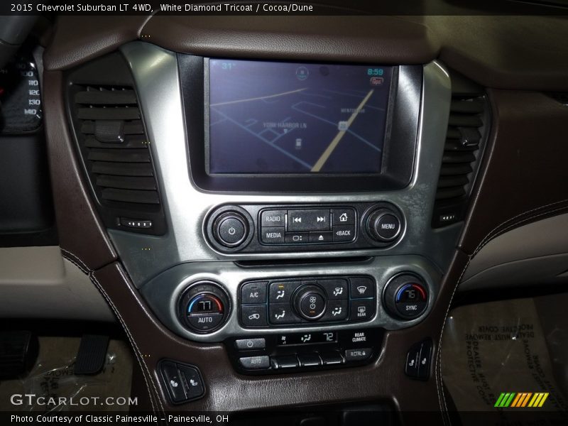 White Diamond Tricoat / Cocoa/Dune 2015 Chevrolet Suburban LT 4WD