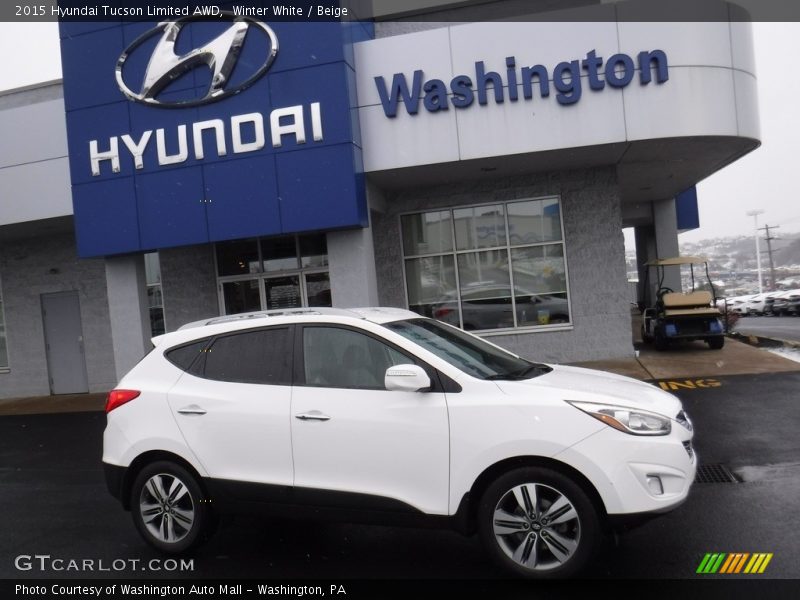 Winter White / Beige 2015 Hyundai Tucson Limited AWD