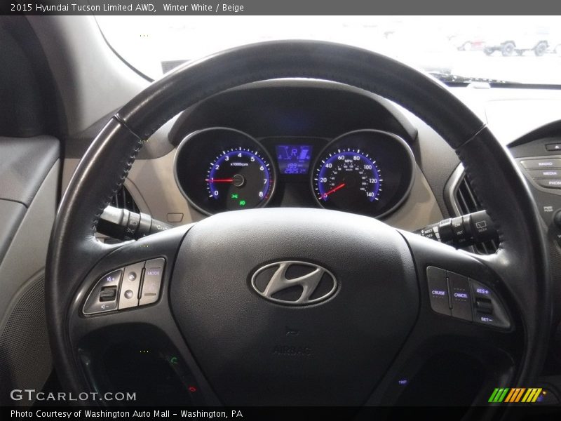 Winter White / Beige 2015 Hyundai Tucson Limited AWD