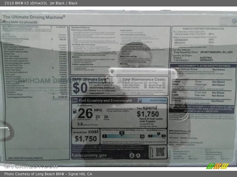 Jet Black / Black 2019 BMW X3 sDrive30i