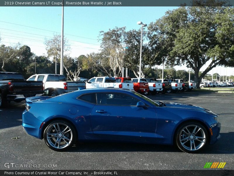 Riverside Blue Metallic / Jet Black 2019 Chevrolet Camaro LT Coupe
