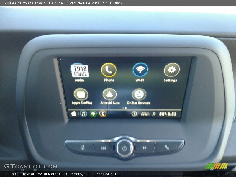 Riverside Blue Metallic / Jet Black 2019 Chevrolet Camaro LT Coupe