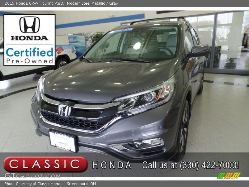 Modern Steel Metallic / Gray 2015 Honda CR-V Touring AWD