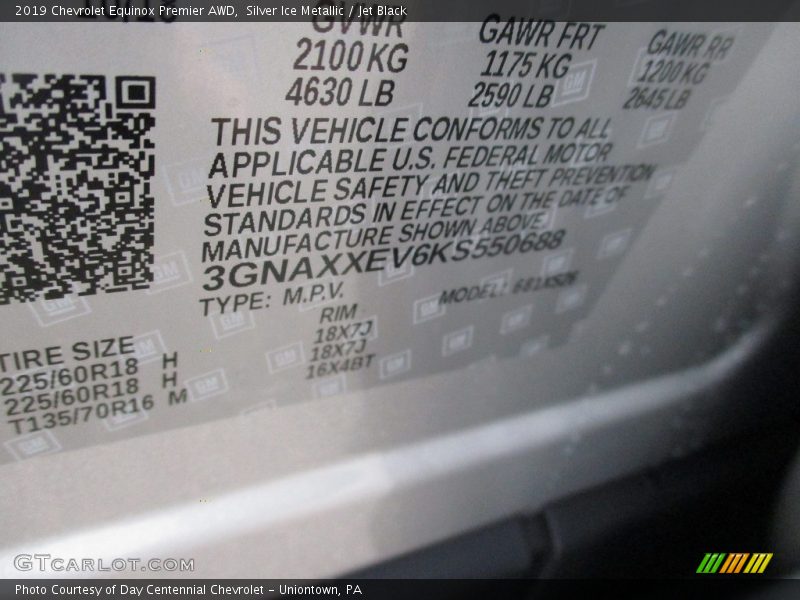 Silver Ice Metallic / Jet Black 2019 Chevrolet Equinox Premier AWD