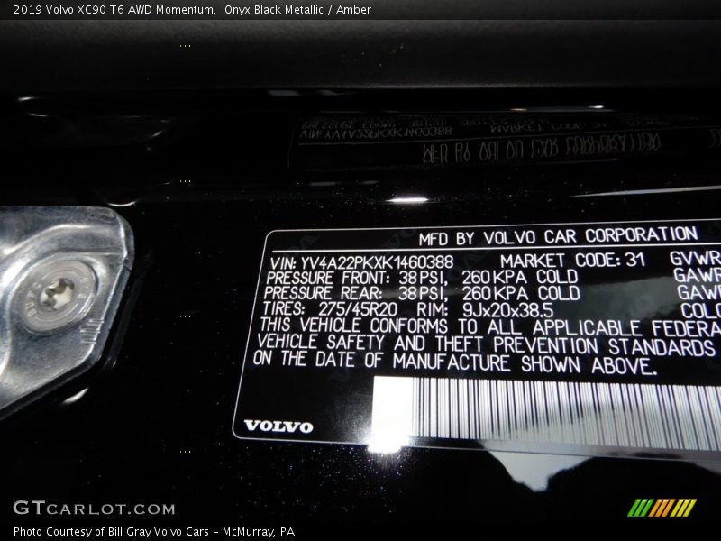 Onyx Black Metallic / Amber 2019 Volvo XC90 T6 AWD Momentum