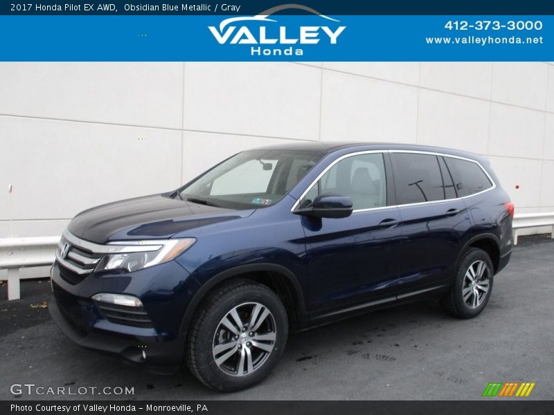 Obsidian Blue Metallic / Gray 2017 Honda Pilot EX AWD