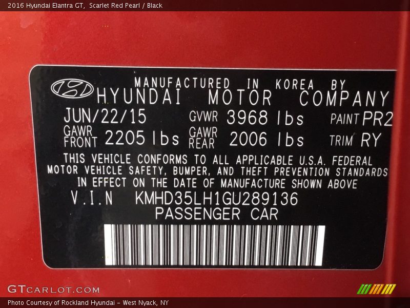 Scarlet Red Pearl / Black 2016 Hyundai Elantra GT