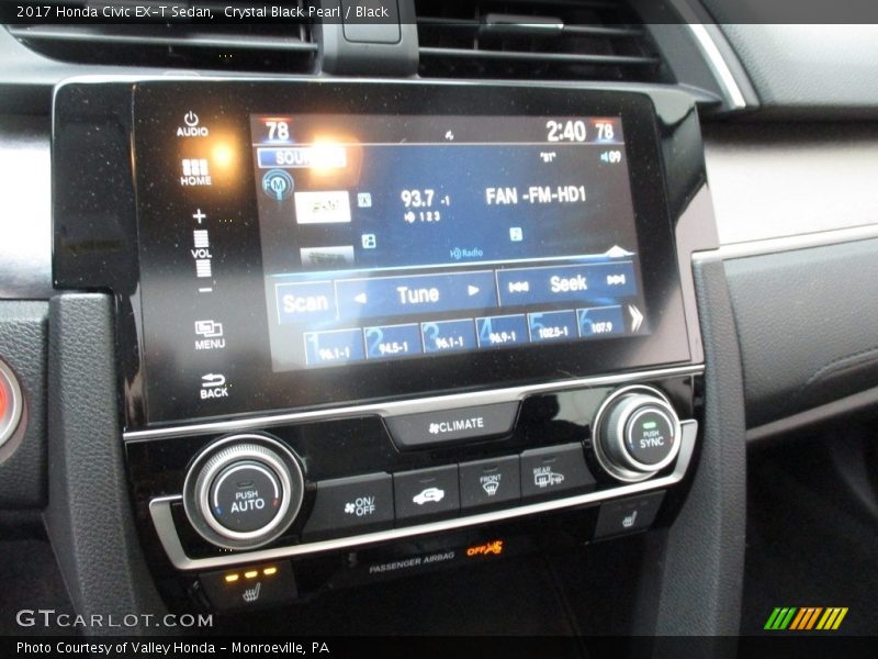 Crystal Black Pearl / Black 2017 Honda Civic EX-T Sedan
