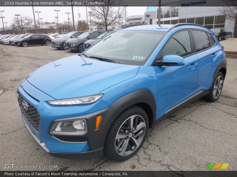 Surf Blue / Gray/Black 2019 Hyundai Kona Ultimate AWD