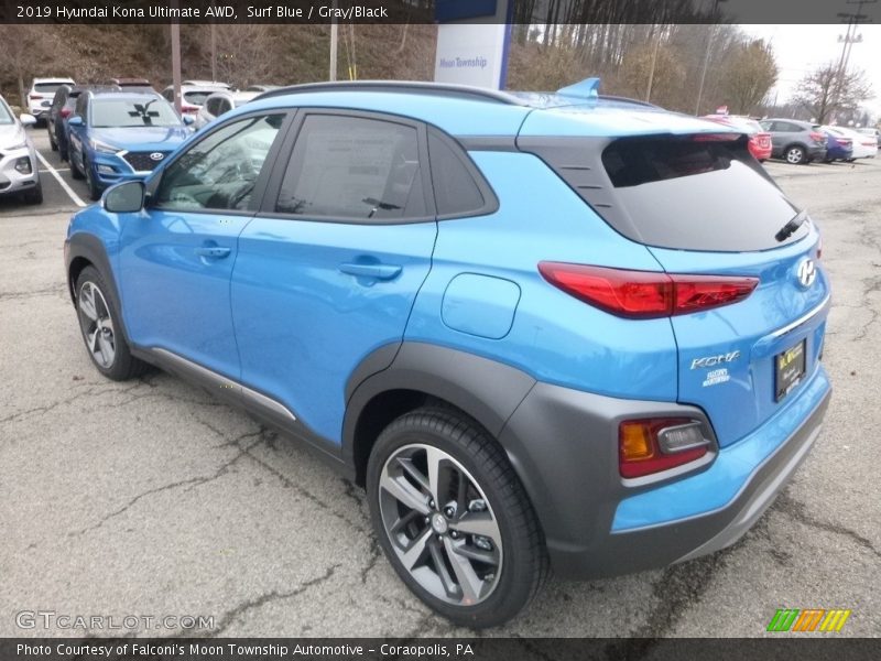 Surf Blue / Gray/Black 2019 Hyundai Kona Ultimate AWD