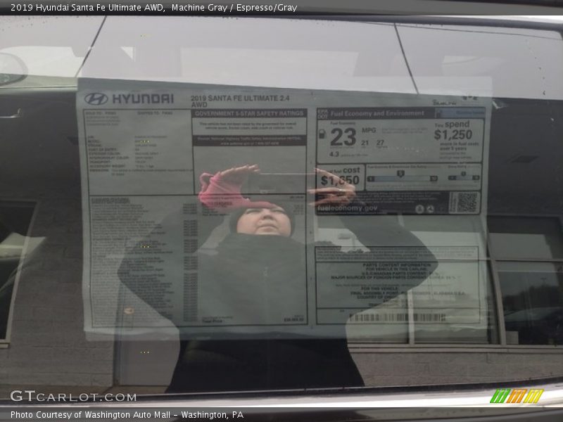 Machine Gray / Espresso/Gray 2019 Hyundai Santa Fe Ultimate AWD
