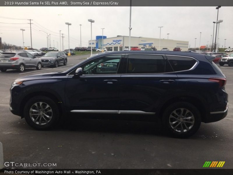 Stormy Sea / Espresso/Gray 2019 Hyundai Santa Fe SEL Plus AWD