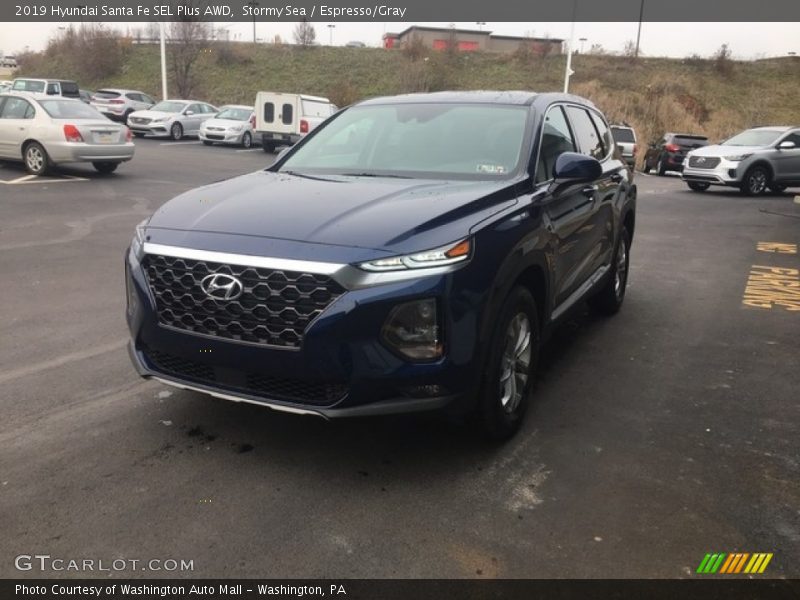 Stormy Sea / Espresso/Gray 2019 Hyundai Santa Fe SEL Plus AWD