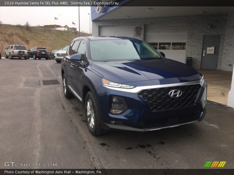 Stormy Sea / Espresso/Gray 2019 Hyundai Santa Fe SEL Plus AWD