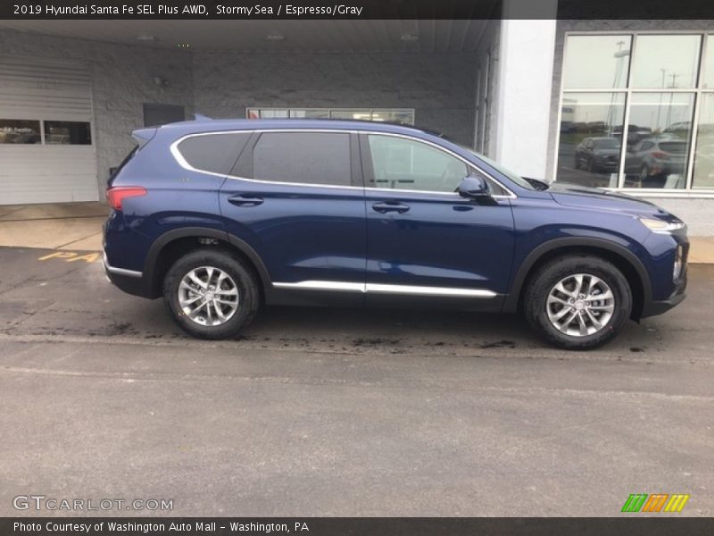 Stormy Sea / Espresso/Gray 2019 Hyundai Santa Fe SEL Plus AWD