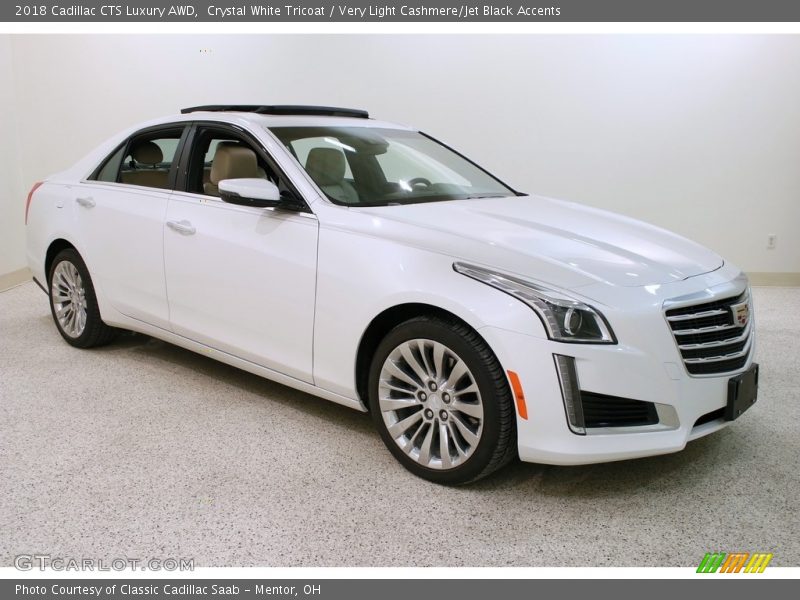 Crystal White Tricoat / Very Light Cashmere/Jet Black Accents 2018 Cadillac CTS Luxury AWD