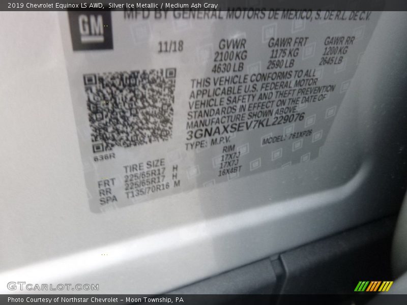 Silver Ice Metallic / Medium Ash Gray 2019 Chevrolet Equinox LS AWD
