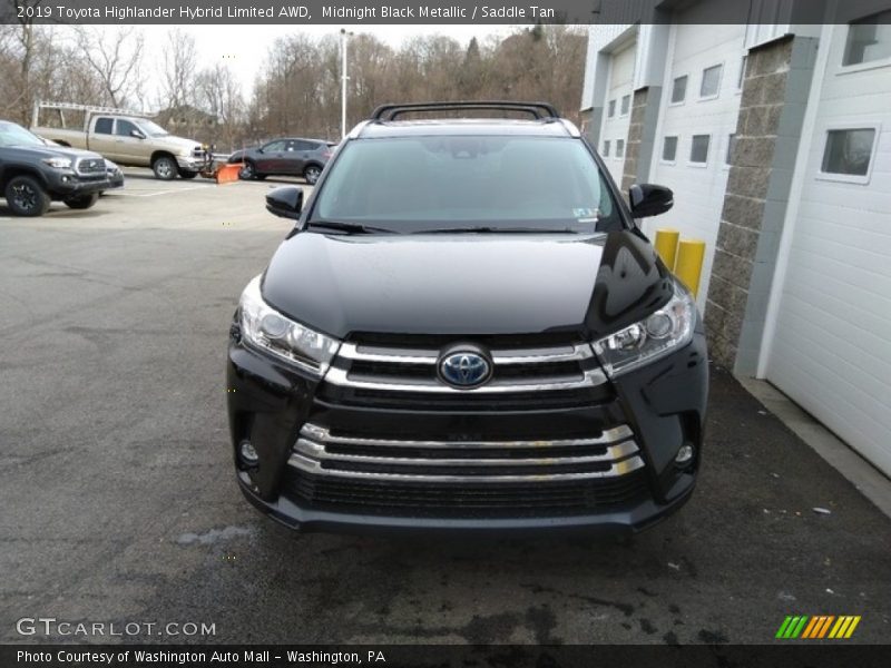 Midnight Black Metallic / Saddle Tan 2019 Toyota Highlander Hybrid Limited AWD