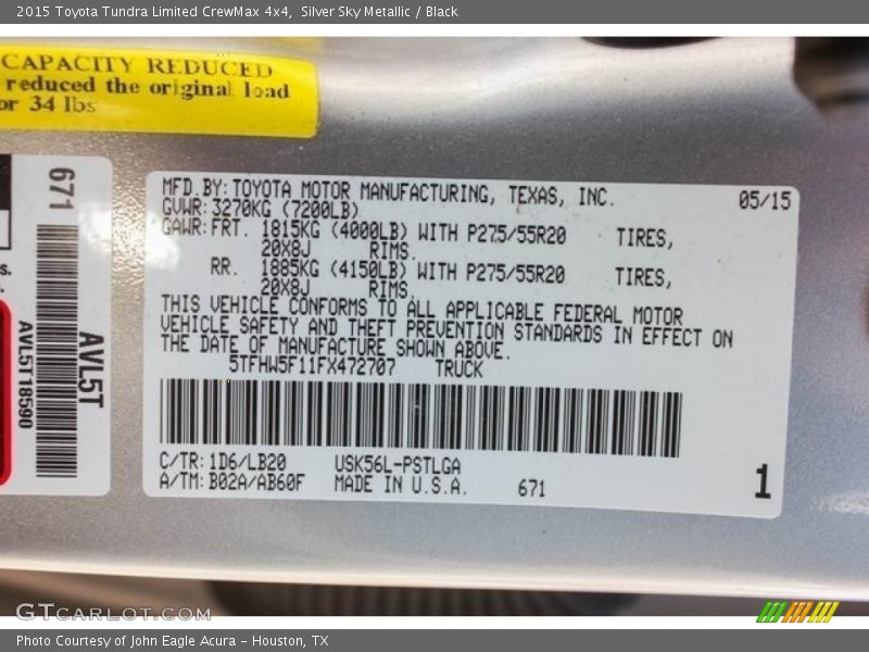 Silver Sky Metallic / Black 2015 Toyota Tundra Limited CrewMax 4x4