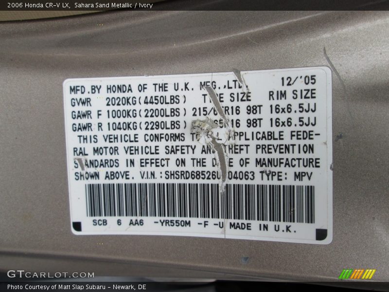 Sahara Sand Metallic / Ivory 2006 Honda CR-V LX
