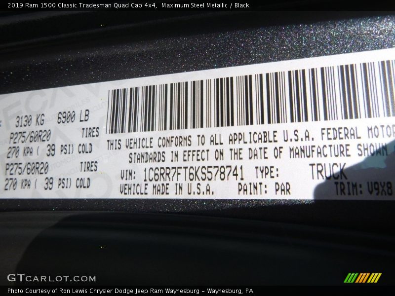 Maximum Steel Metallic / Black 2019 Ram 1500 Classic Tradesman Quad Cab 4x4