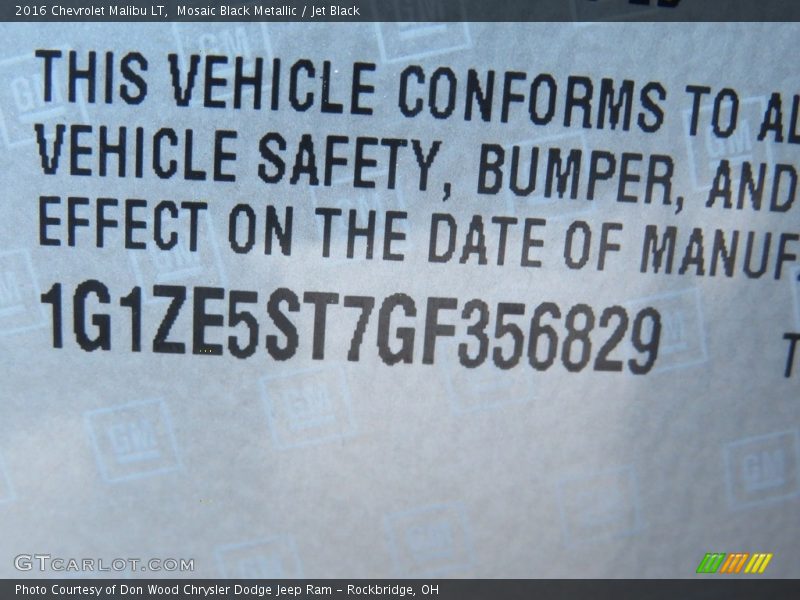 Mosaic Black Metallic / Jet Black 2016 Chevrolet Malibu LT
