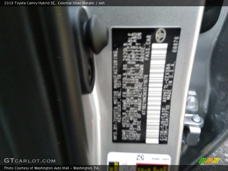 Celestial Silver Metallic / Ash 2019 Toyota Camry Hybrid SE