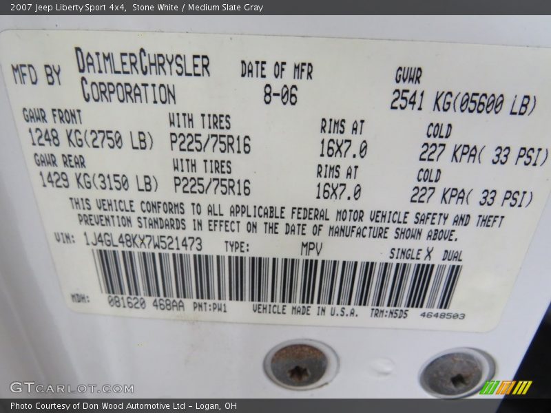 Stone White / Medium Slate Gray 2007 Jeep Liberty Sport 4x4