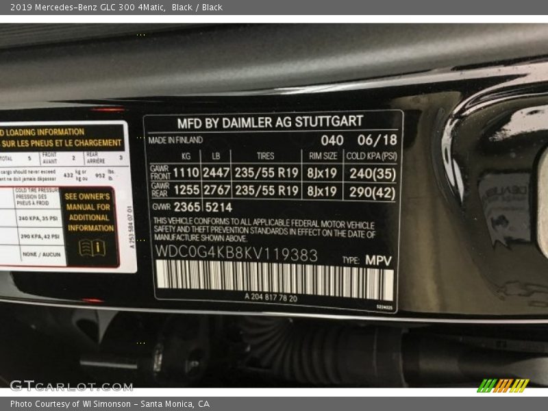 Black / Black 2019 Mercedes-Benz GLC 300 4Matic